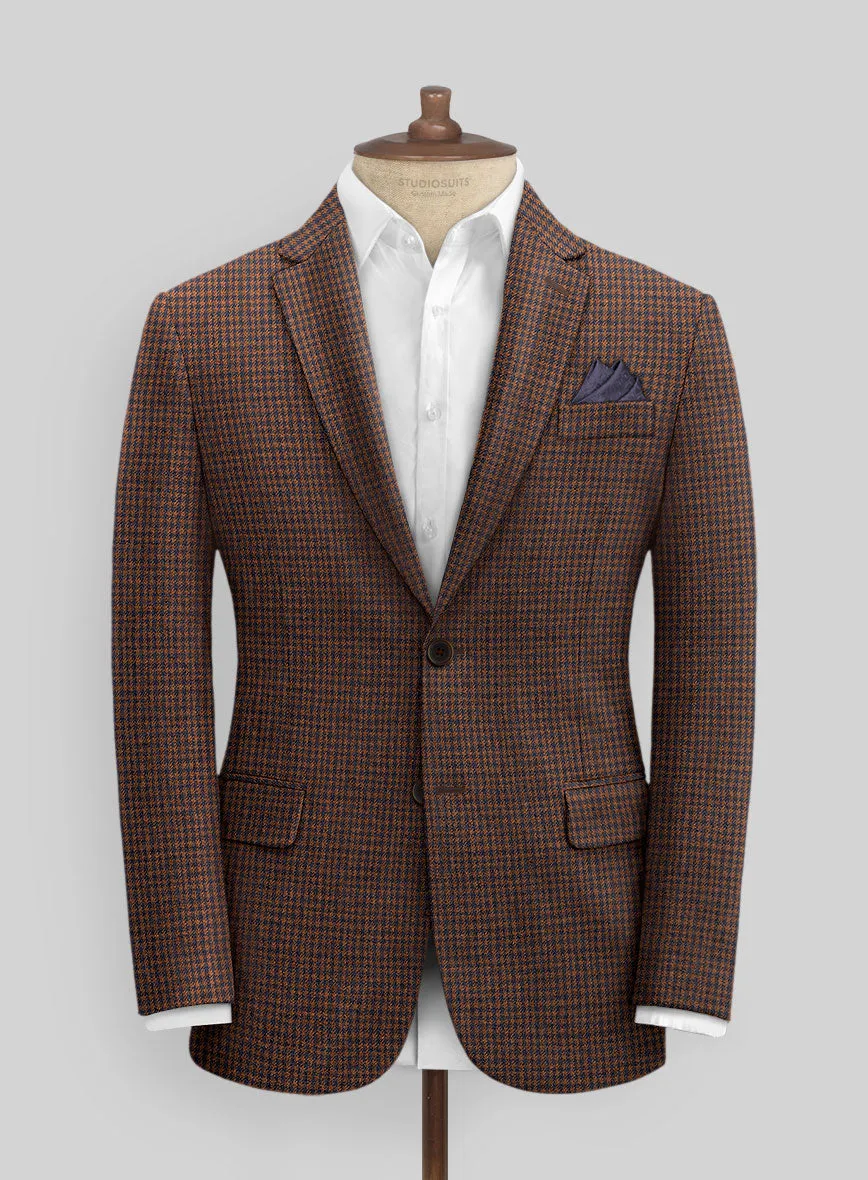 Italian Dark Brown Houndstooth Tweed Suit