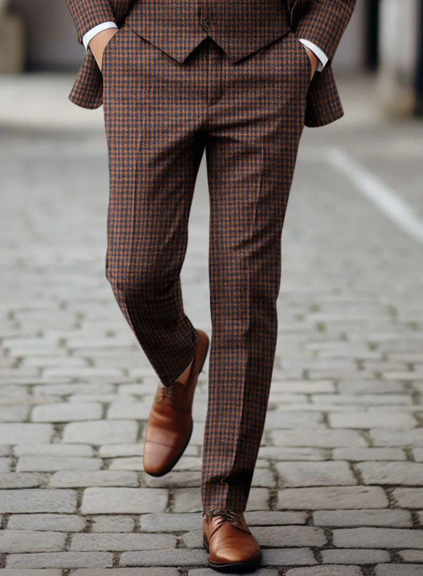 Italian Dark Brown Houndstooth Tweed Suit