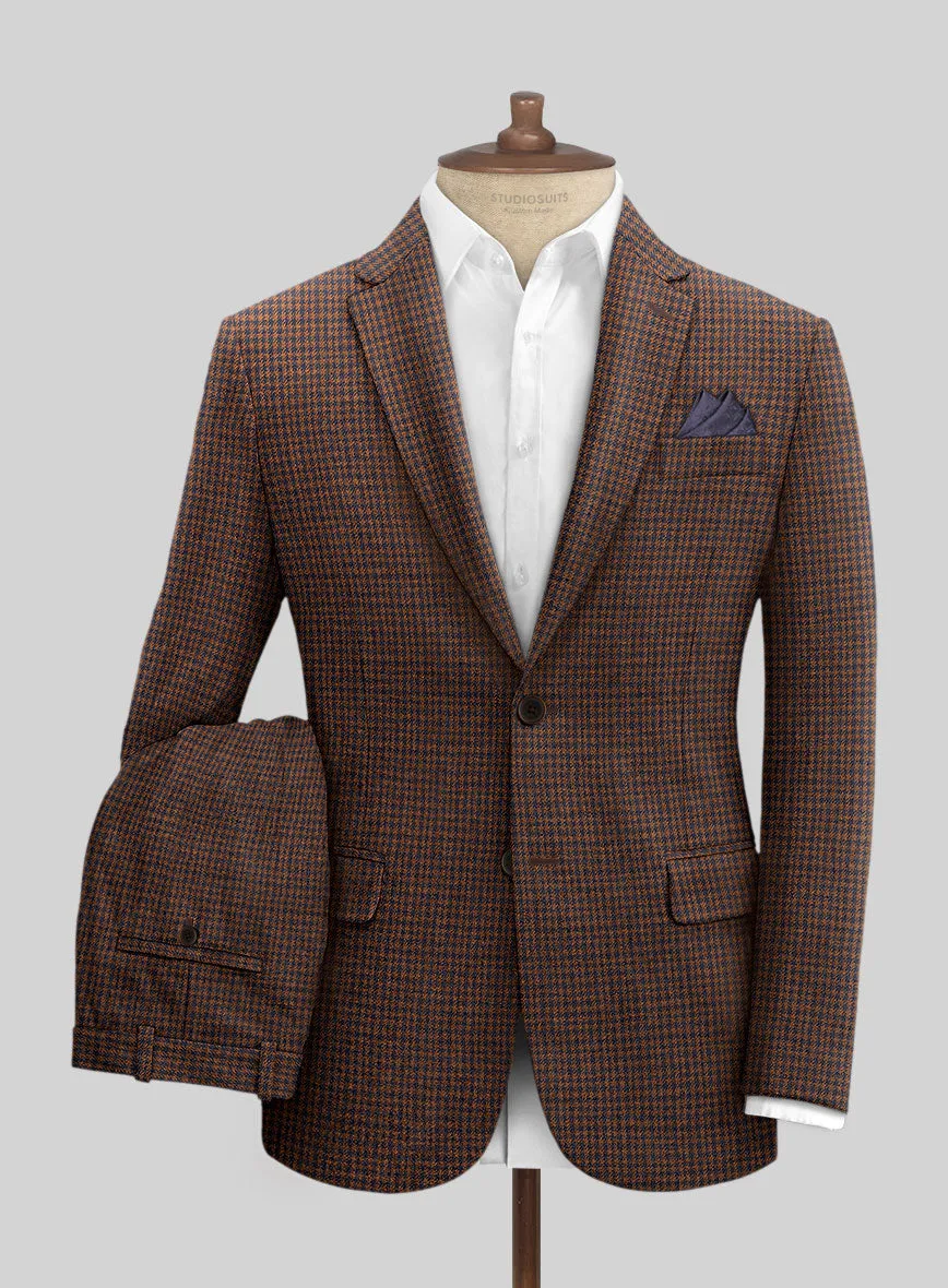 Italian Dark Brown Houndstooth Tweed Suit