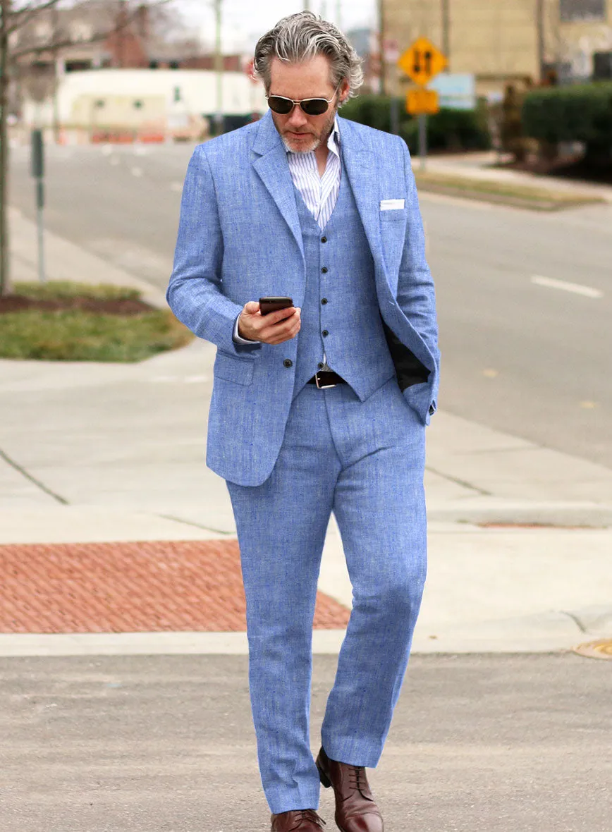 Italian Nile Blue Linen Suit