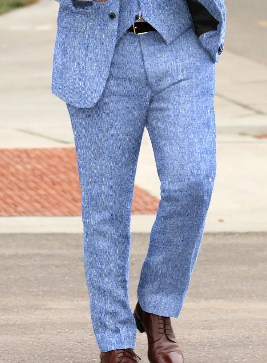 Italian Nile Blue Linen Suit