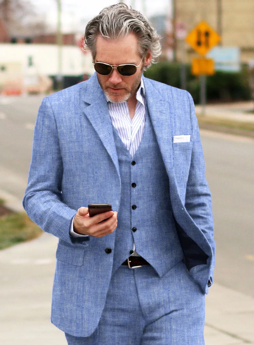 Italian Nile Blue Linen Suit