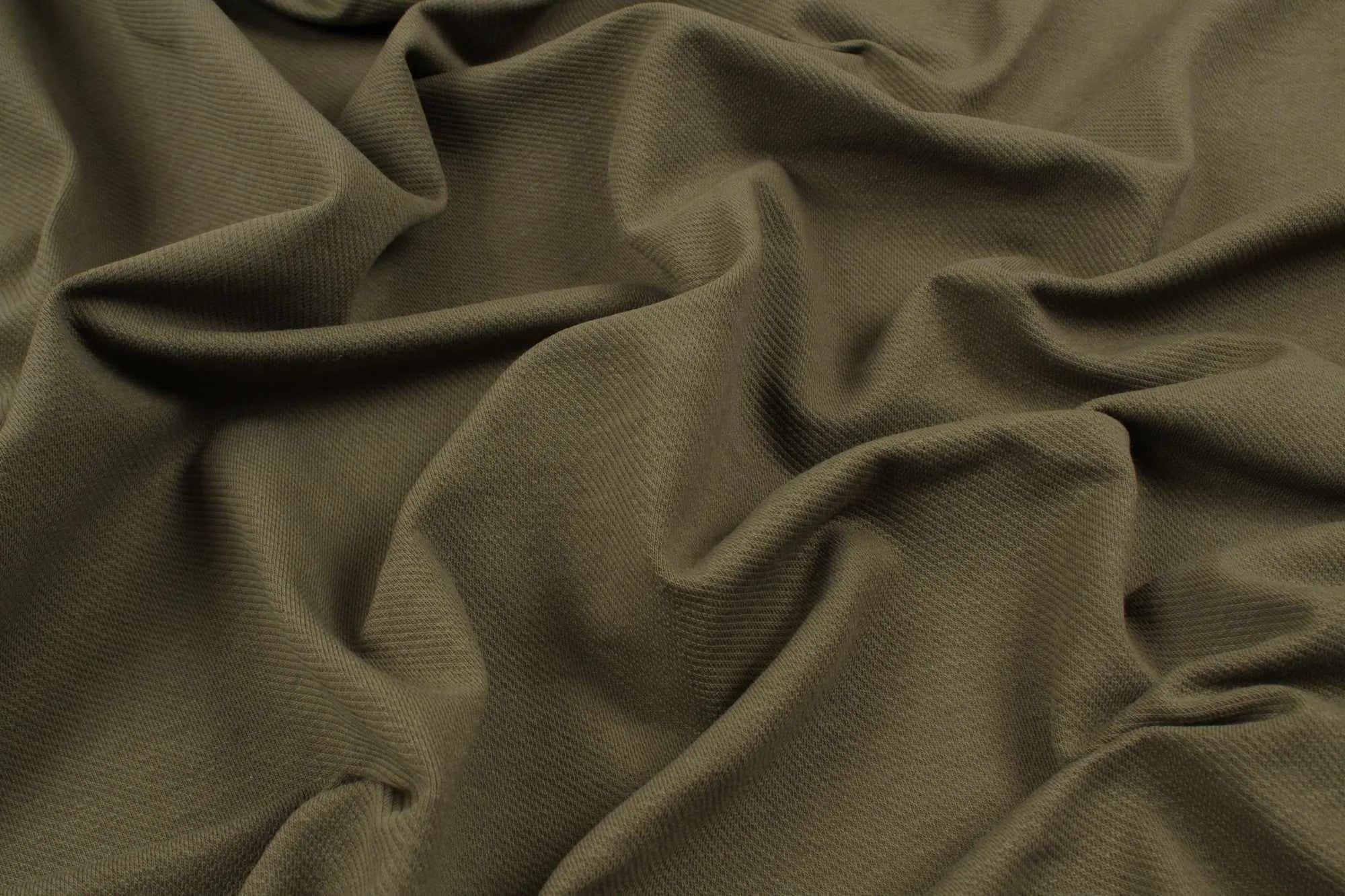 Knitted Cotton Twill - Khaki (Remnant)