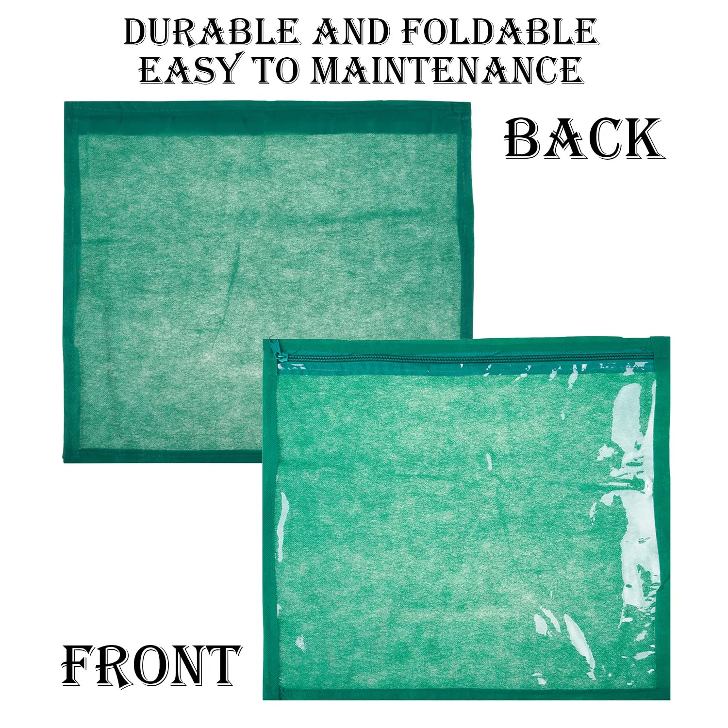 Kuber Industries Single Packing Saree Cover | Non-Woven Foldable Wardrobe Organizer | Clothes Storage Bag with Top Transparent | Pack of 24 | Green