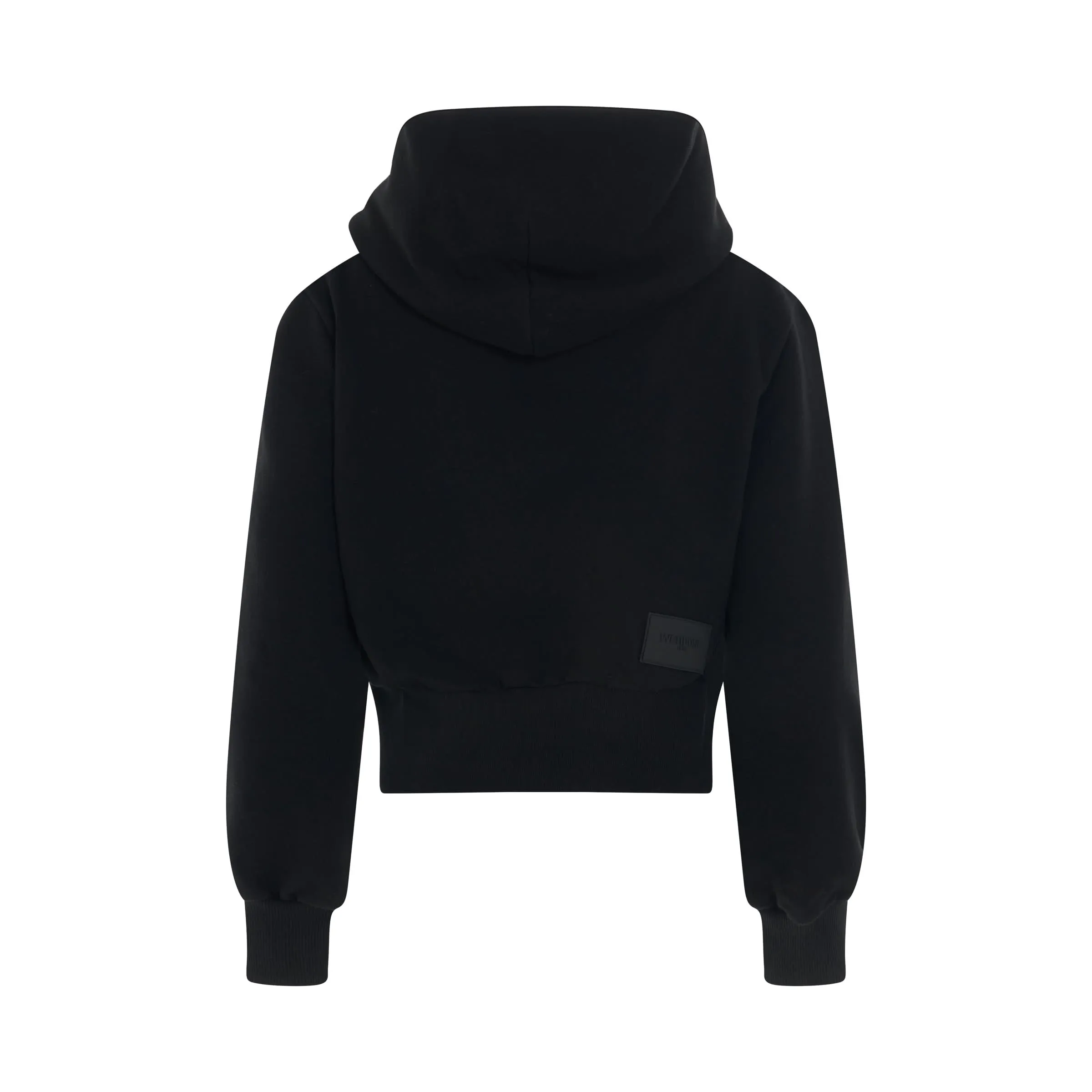 Lettering Symbol Crop Hoodie in Black