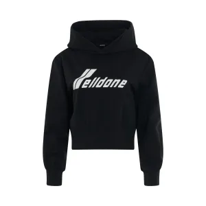 Lettering Symbol Crop Hoodie in Black