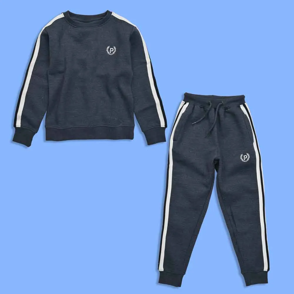 London Boy's Logo Embroidered Crew Neck Fleece Track Suit