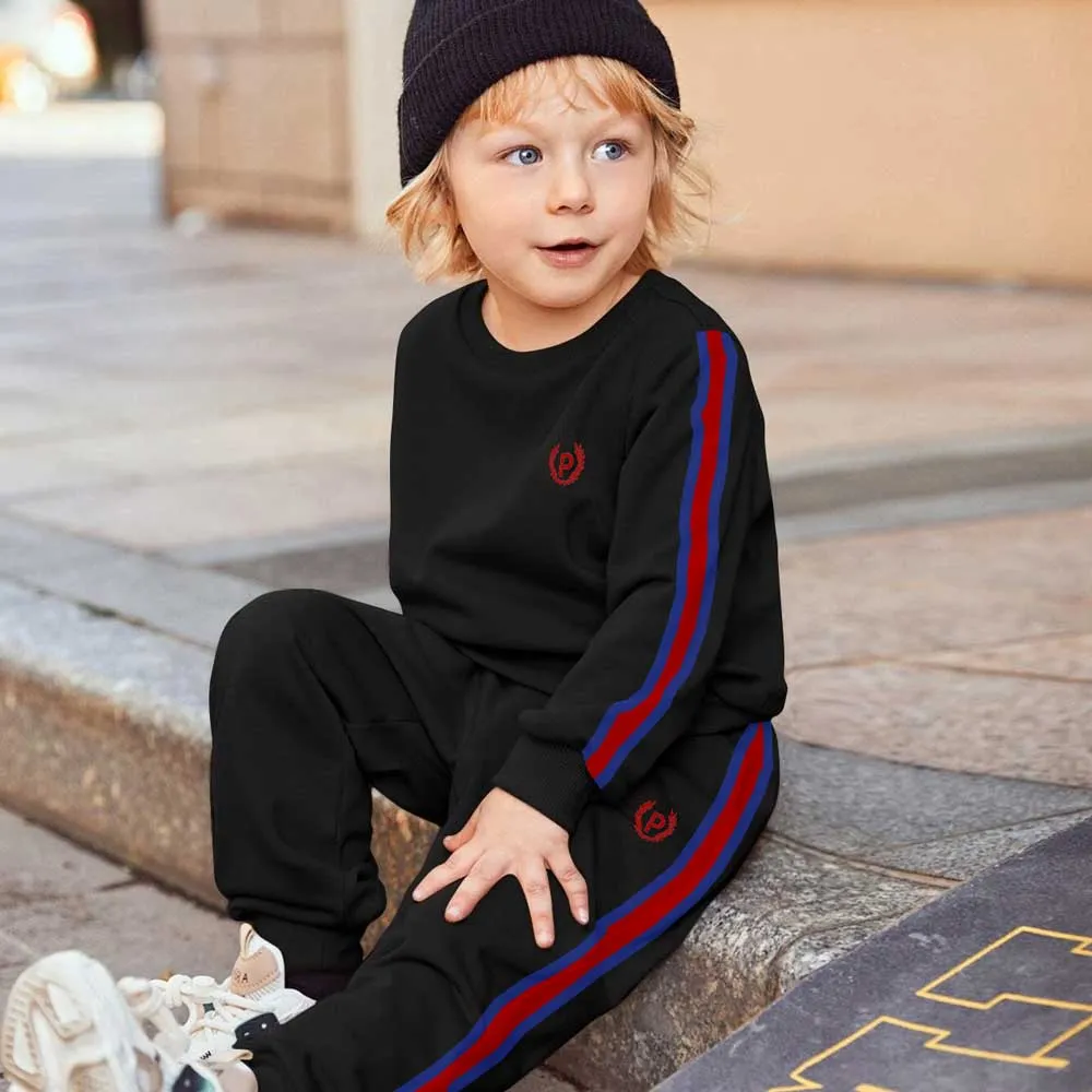 London Boy's Logo Embroidered Crew Neck Fleece Track Suit