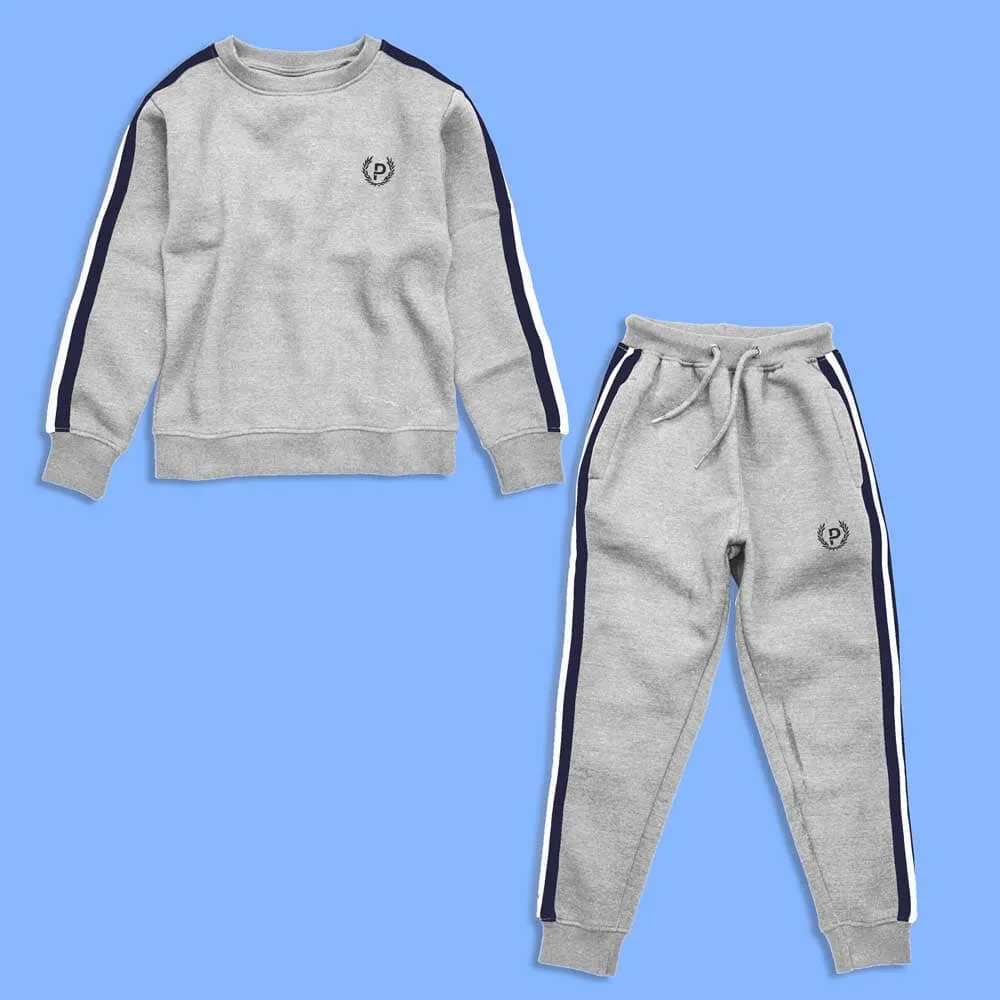 London Boy's Logo Embroidered Crew Neck Fleece Track Suit