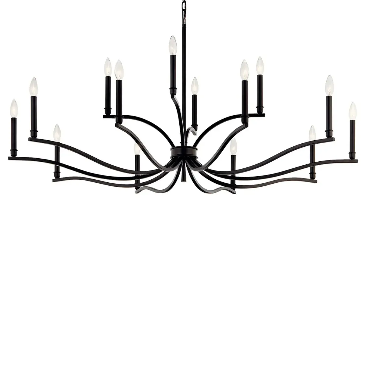 Malene 53" 14-Light Chandelier, Black Finish