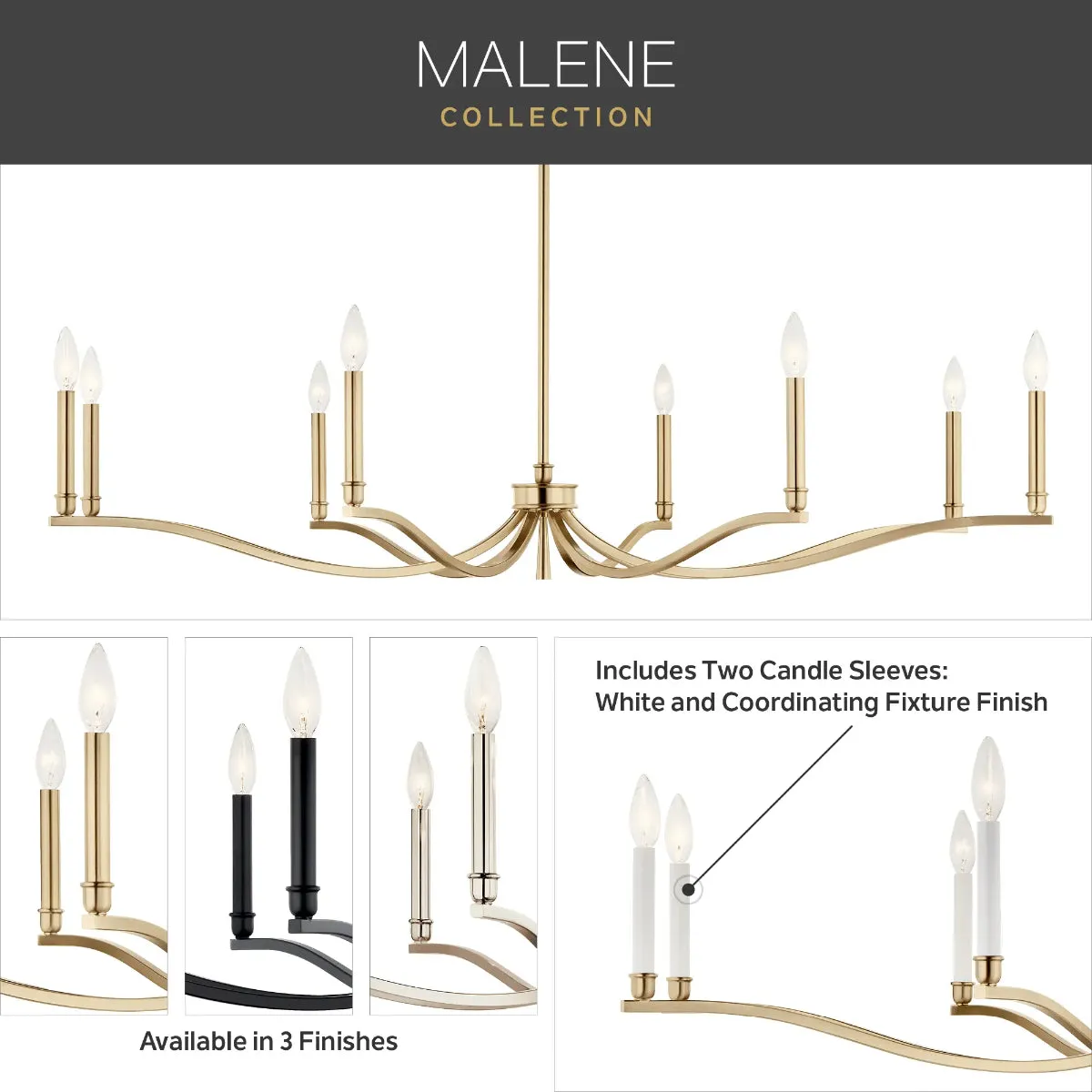 Malene 53" 14-Light Chandelier, Black Finish