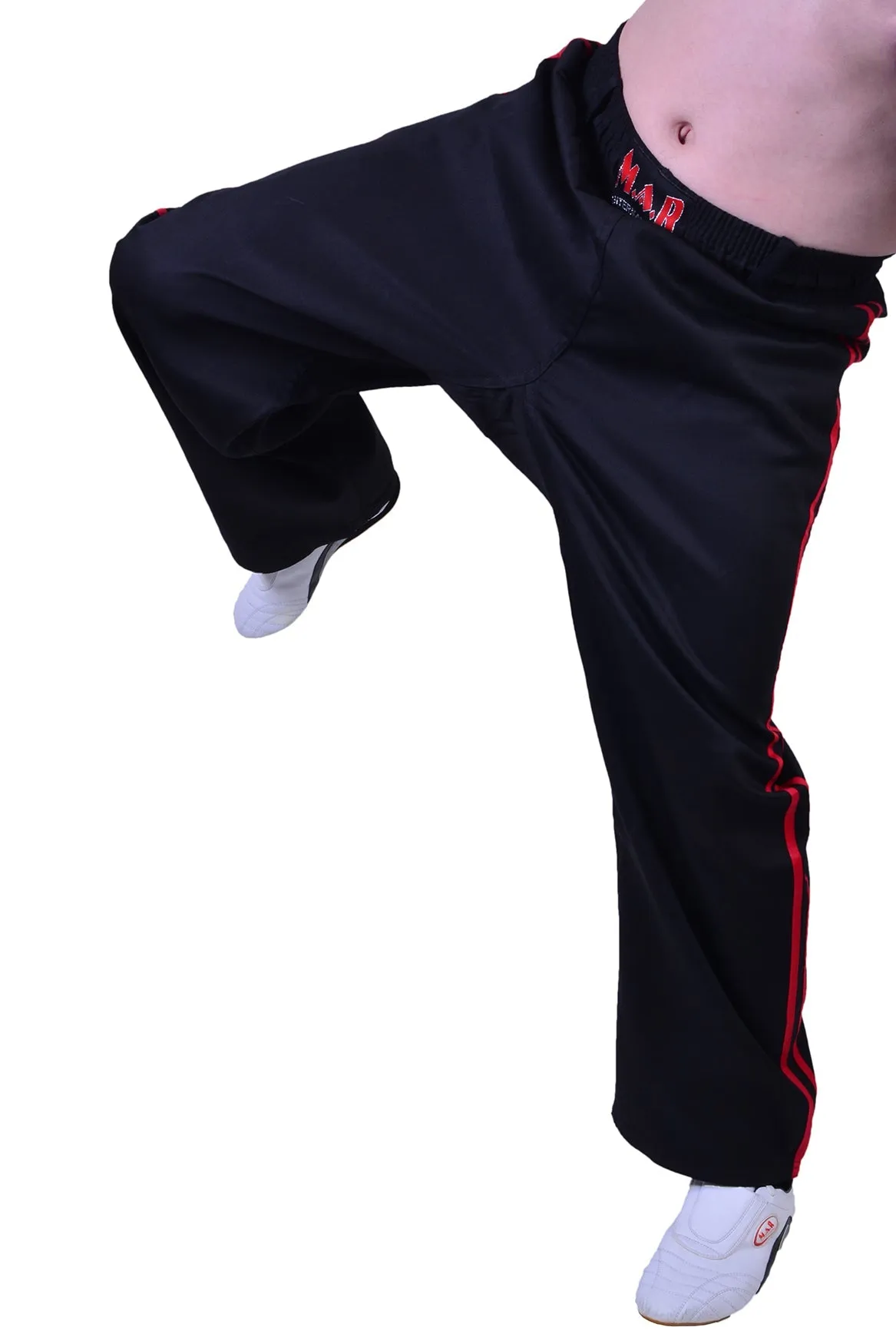 MAR-088E | Black & Red Kickboxing & Freestyle Two-Striped Trousers