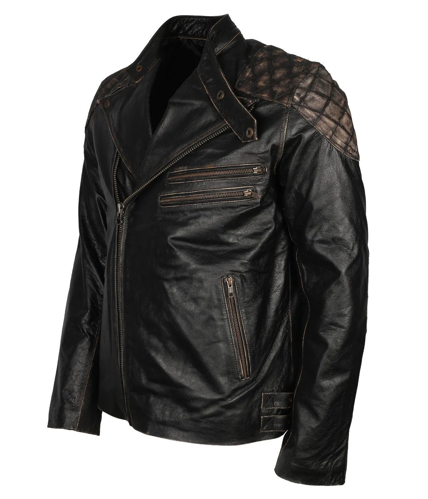 Men's Skull Crossbones Genuine Leather Motorcycle Jacket