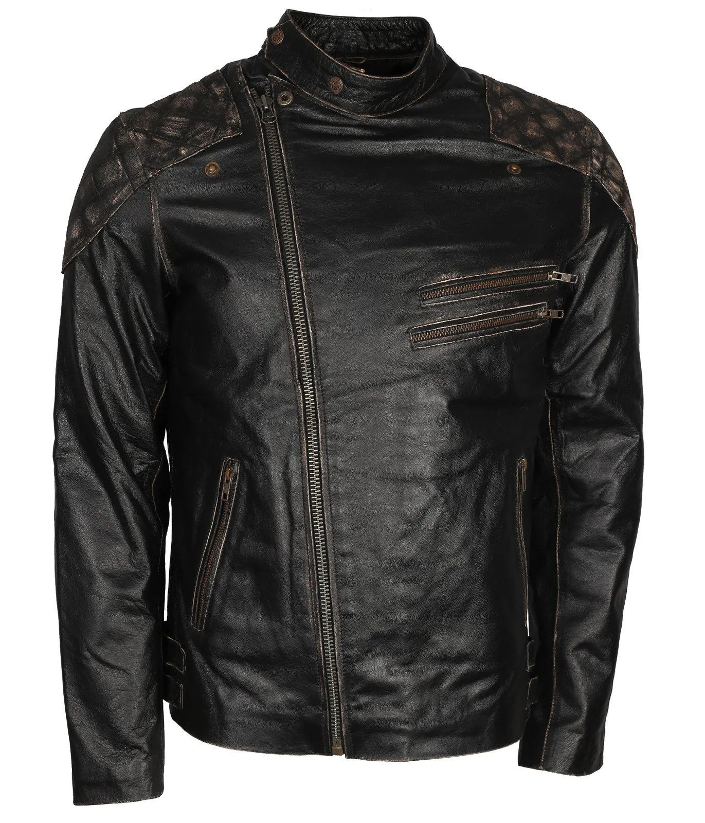 Men's Skull Crossbones Genuine Leather Motorcycle Jacket