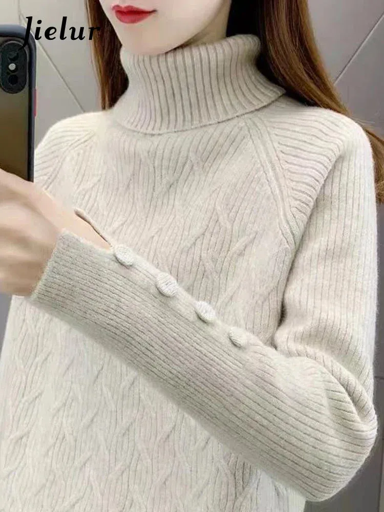 Metaversmall Women Clothes Turtleneck Sweater Winter Long Sleeve Warm Knitted Pullovers Female Casual Bottoming Jumpers Tops 6 Colors