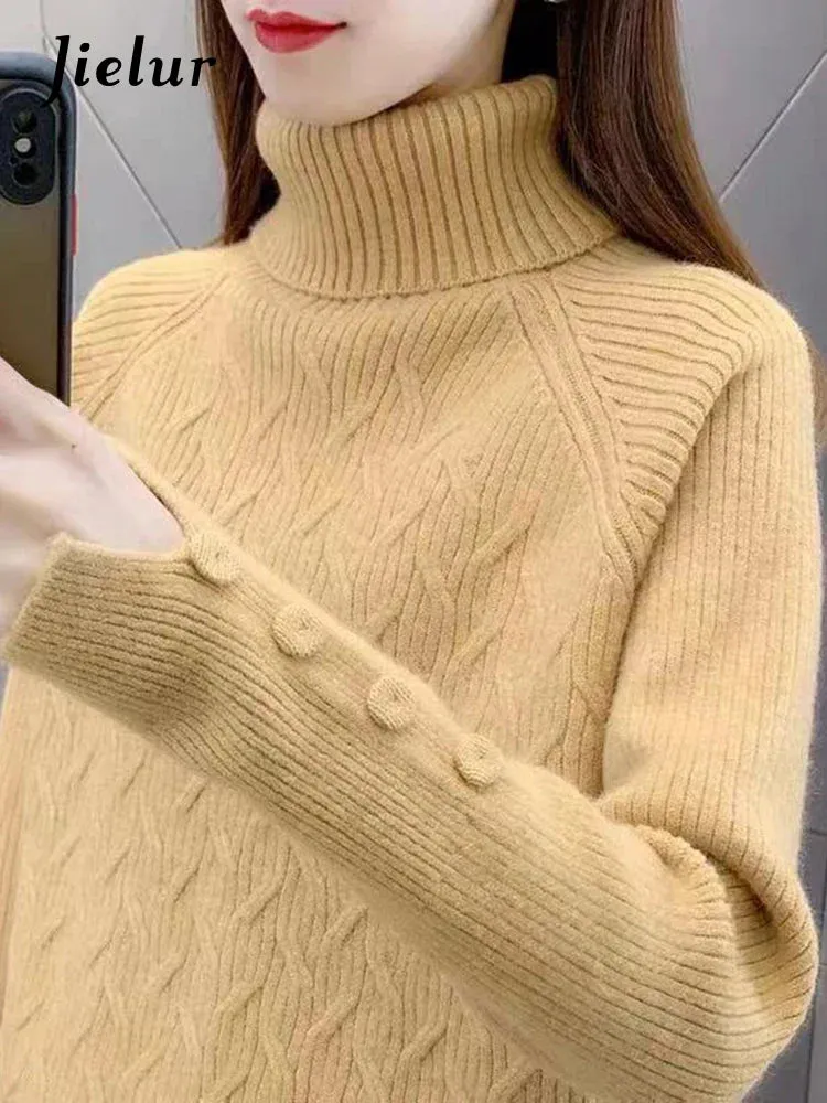 Metaversmall Women Clothes Turtleneck Sweater Winter Long Sleeve Warm Knitted Pullovers Female Casual Bottoming Jumpers Tops 6 Colors