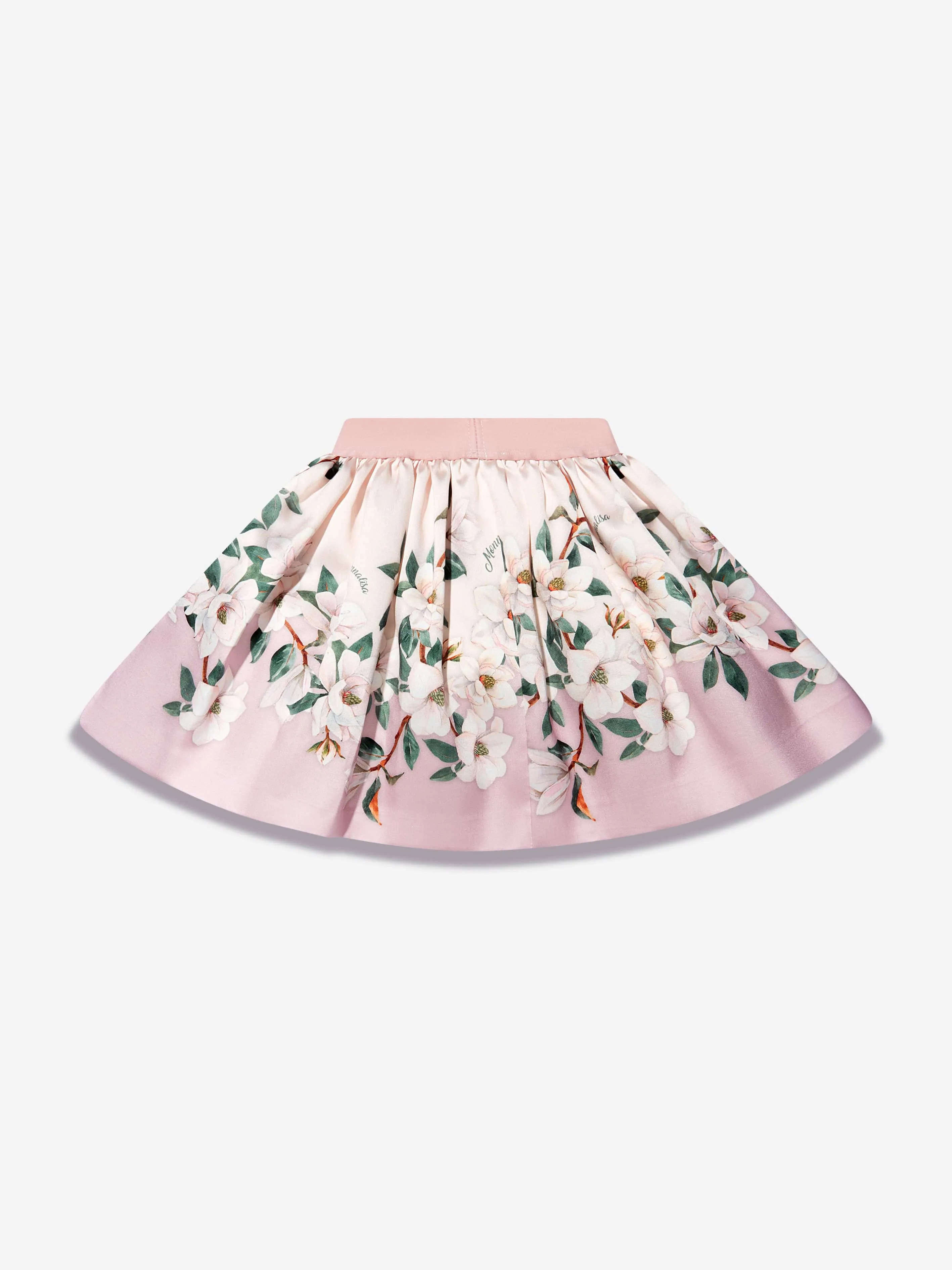 Monnalisa Girls Floral Leaf Print Skirt In Pink