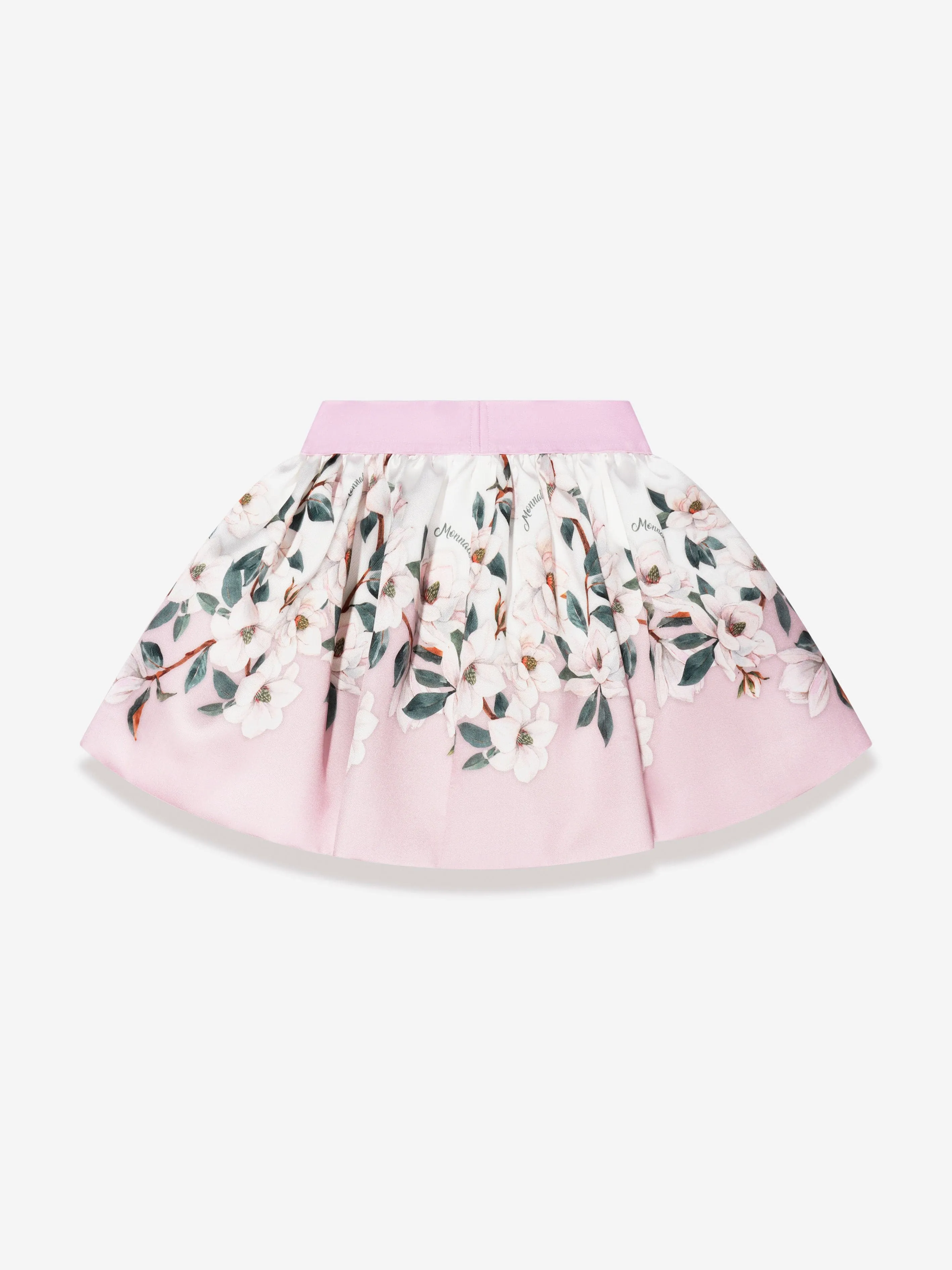 Monnalisa Girls Floral Leaf Print Skirt In Pink