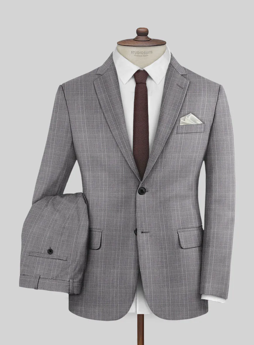 Napolean Canzo Glen Gray Blue Wool Suit