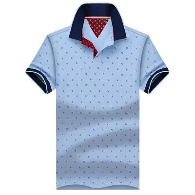 New Brand Polos Mens Printed POLO Shirts 100% Cotton Short Sleeve Camisas Polo Casual Stand Collar Male Polo Shirt 4XL EDA234