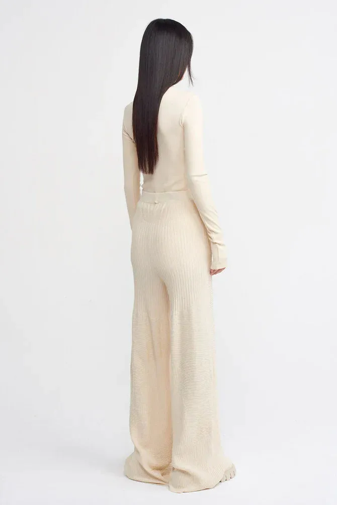 Nu Ribbed Wide Leg Trouser Natural