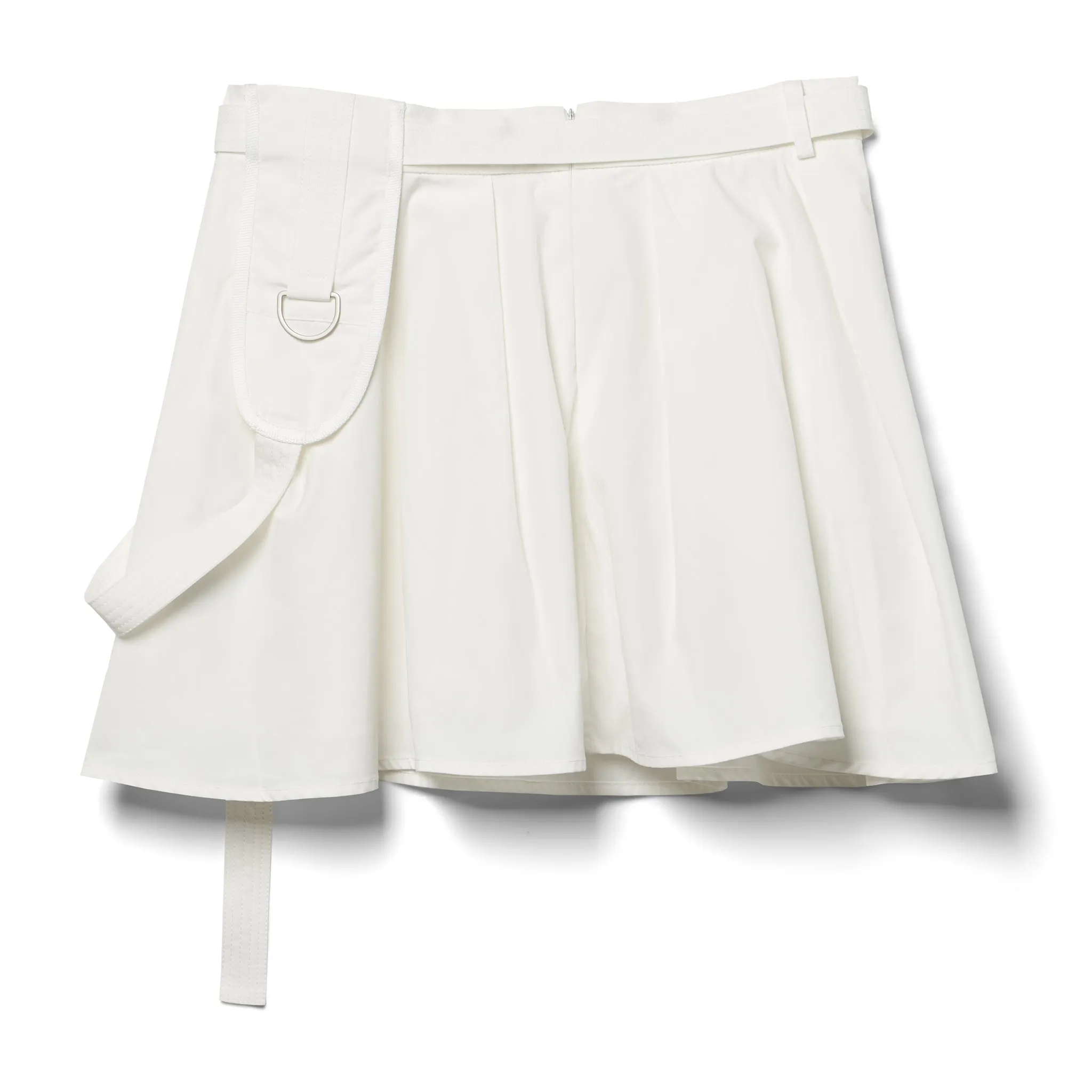 PLEATED MINI SKIRT WITH HARNESS STRAP - White