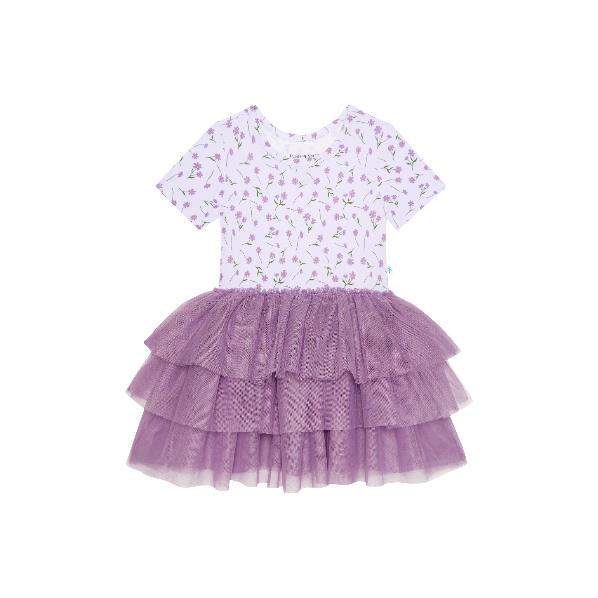 Posh Peanut Short Sleeve Girls Tulle Dress in Jeanette