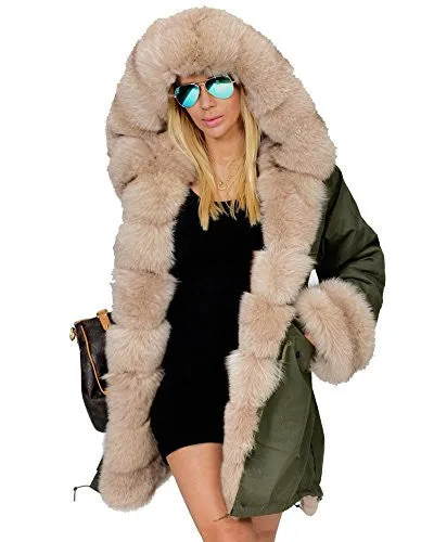 Roiii Women's Warm Winter Coat Thicken Hoodies Jacket Parka Overcoat Outerwea...