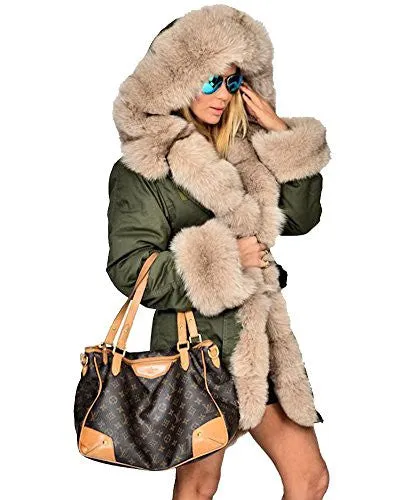 Roiii Women's Warm Winter Coat Thicken Hoodies Jacket Parka Overcoat Outerwea...