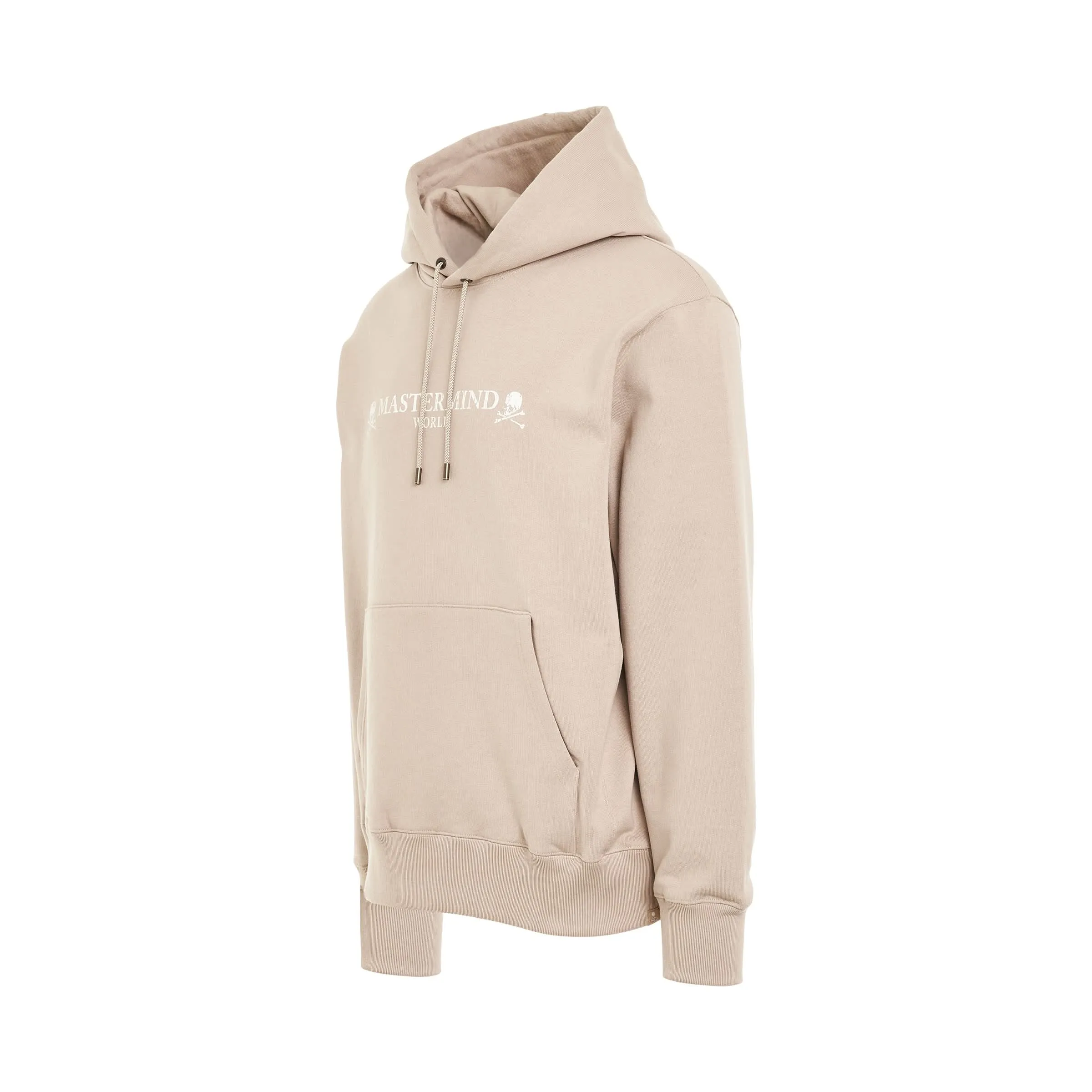 Rubbed Logo Hoodie in Beige