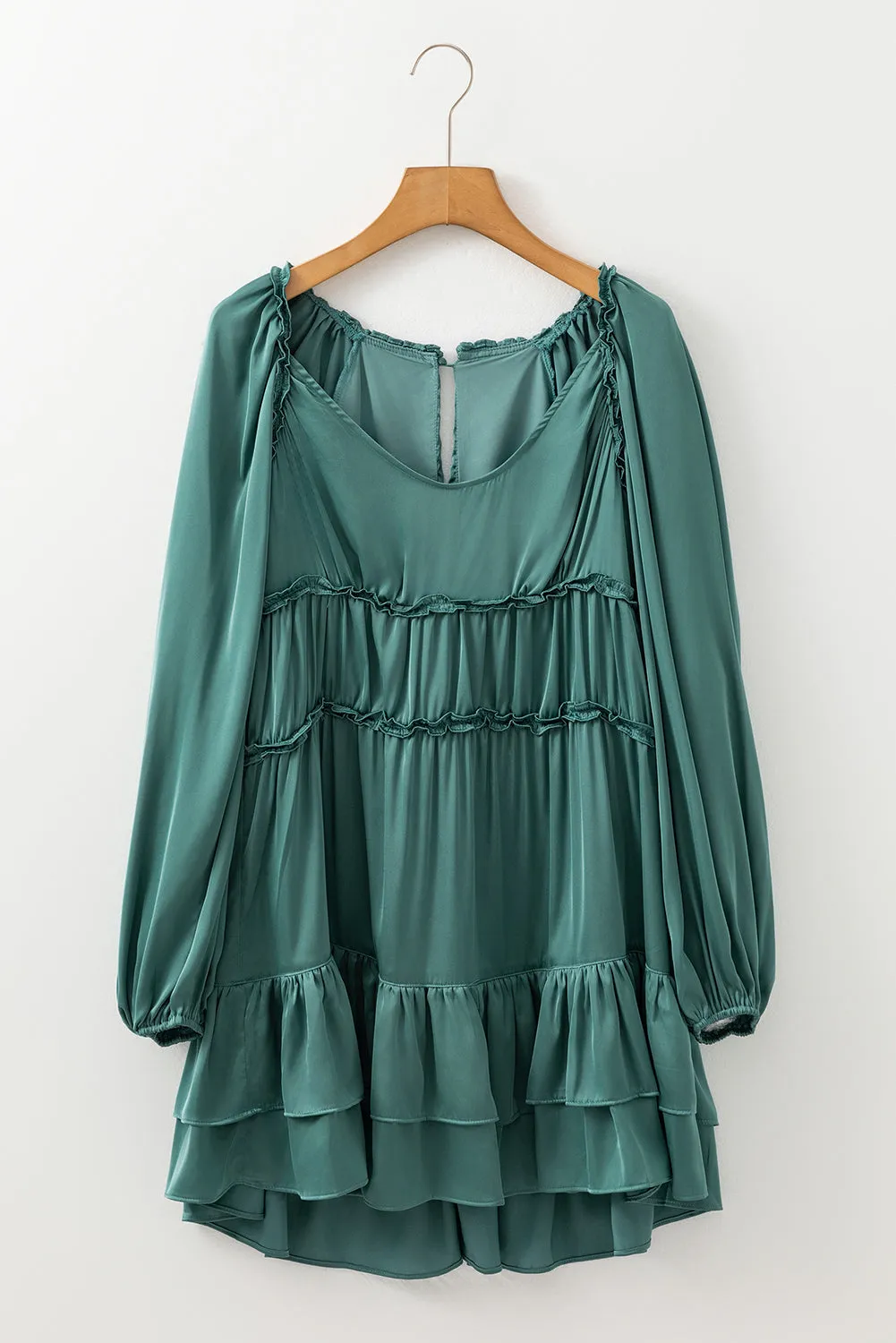 Ruffled Puff Sleeve Loose Fit Mini Dress