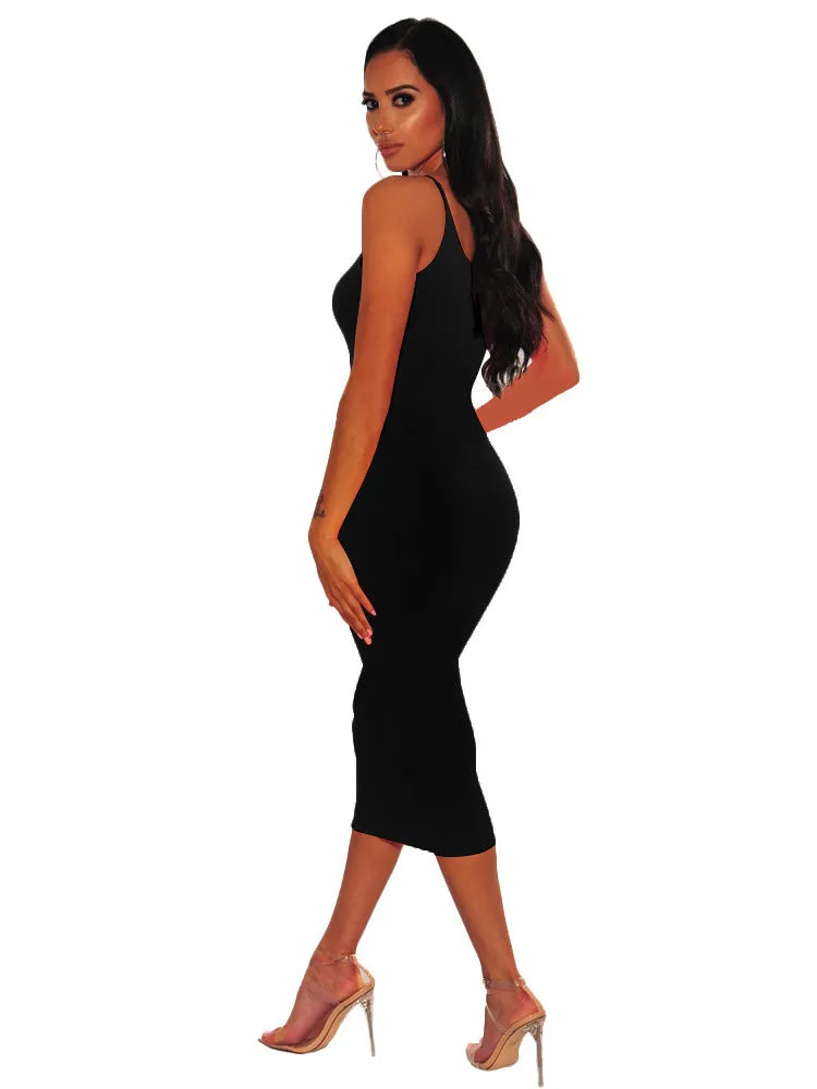 Spaghetti Strap Solid Color Bodycon Maxi Dresses