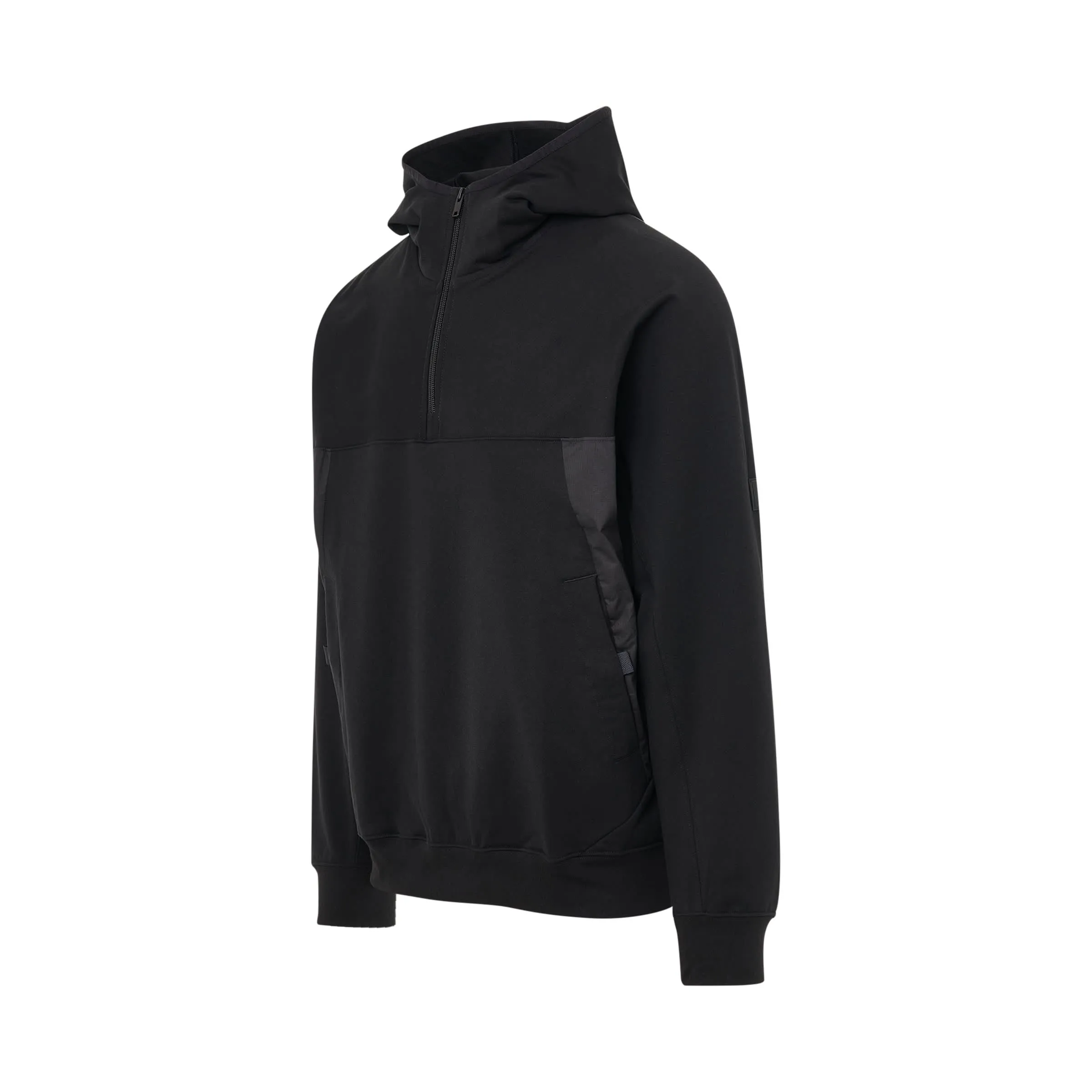 Stretch Terry Zip Hoodie in Black