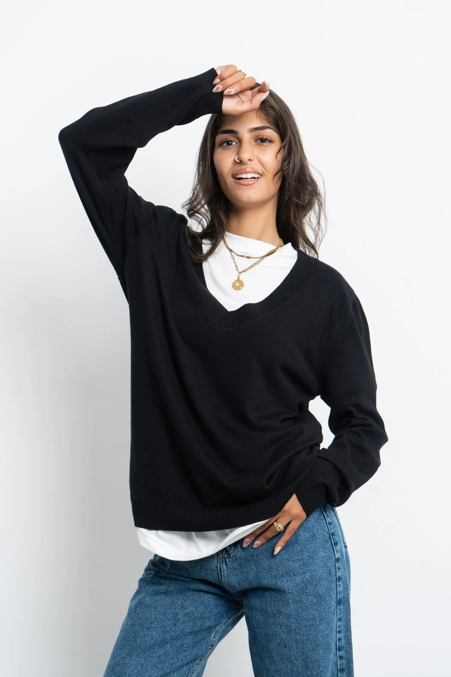 V Neck Knitted Pullover - Mitcha Label