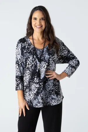 Web Print Jersey 3/4 Sleeve Top