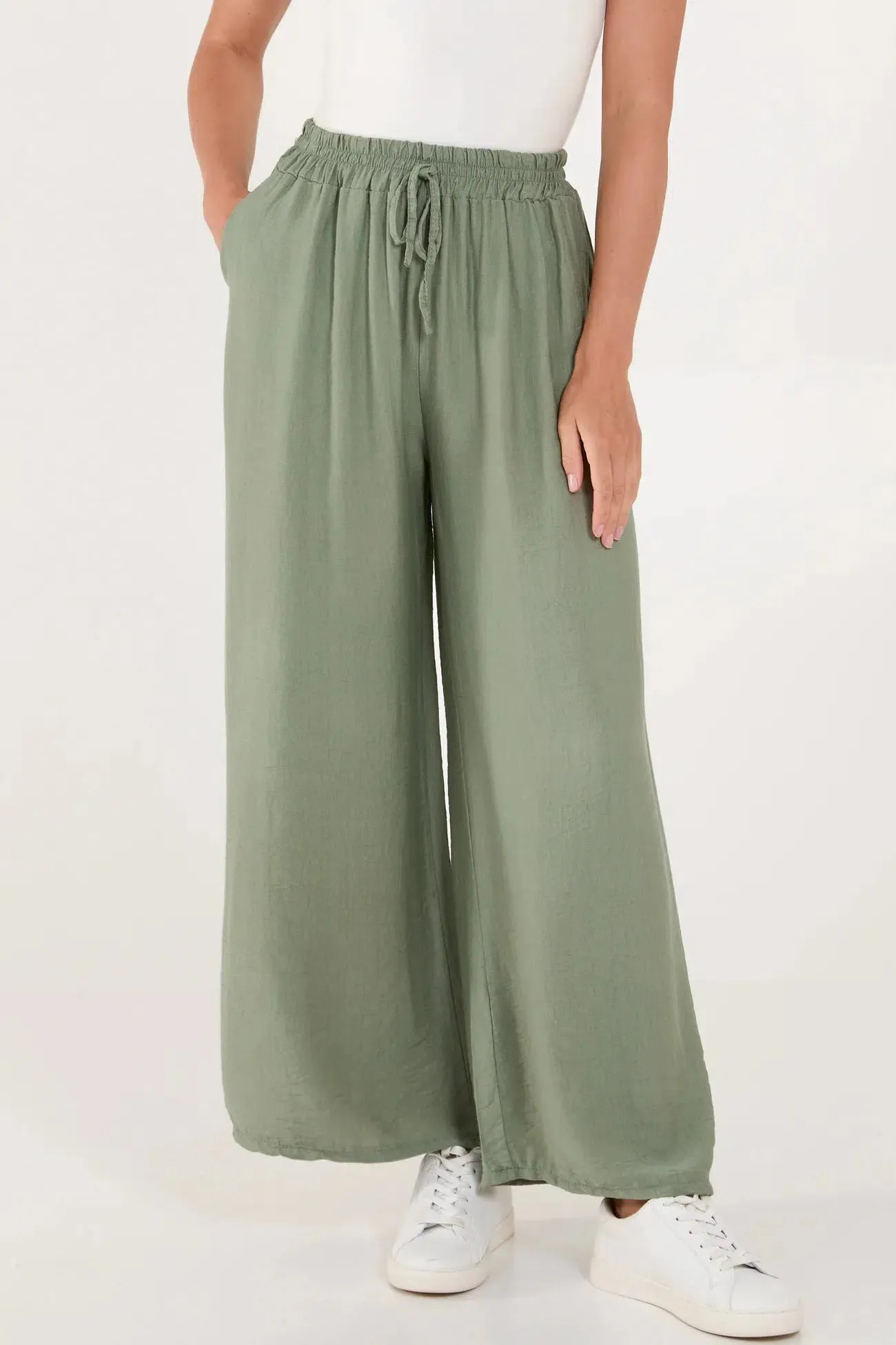 Wide Leg Drawstring Trousers