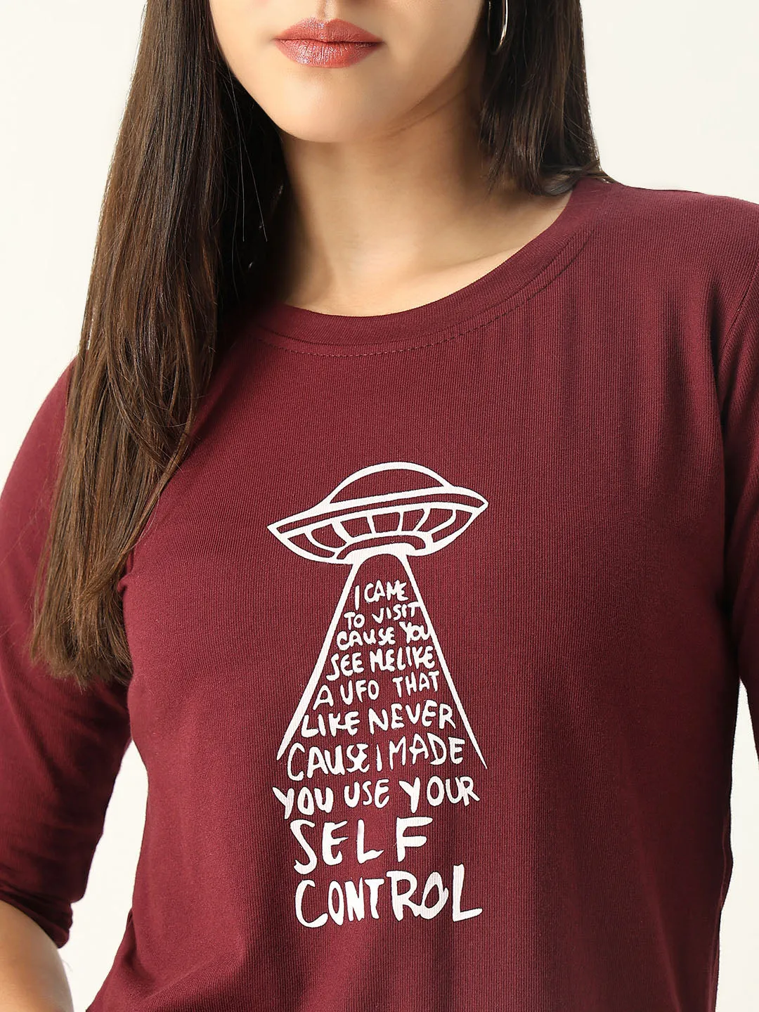 Women Graphic Burgundy T Shirt