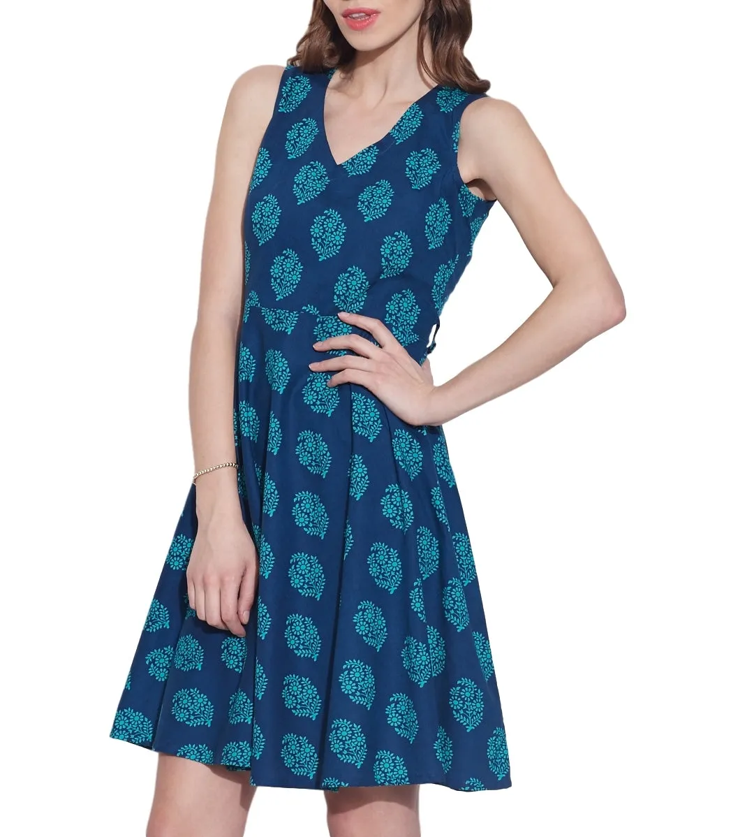 Women's Apparel Cotton Printed Dress,Machine Washable,W-CPD38-1629, Size-38 Inch