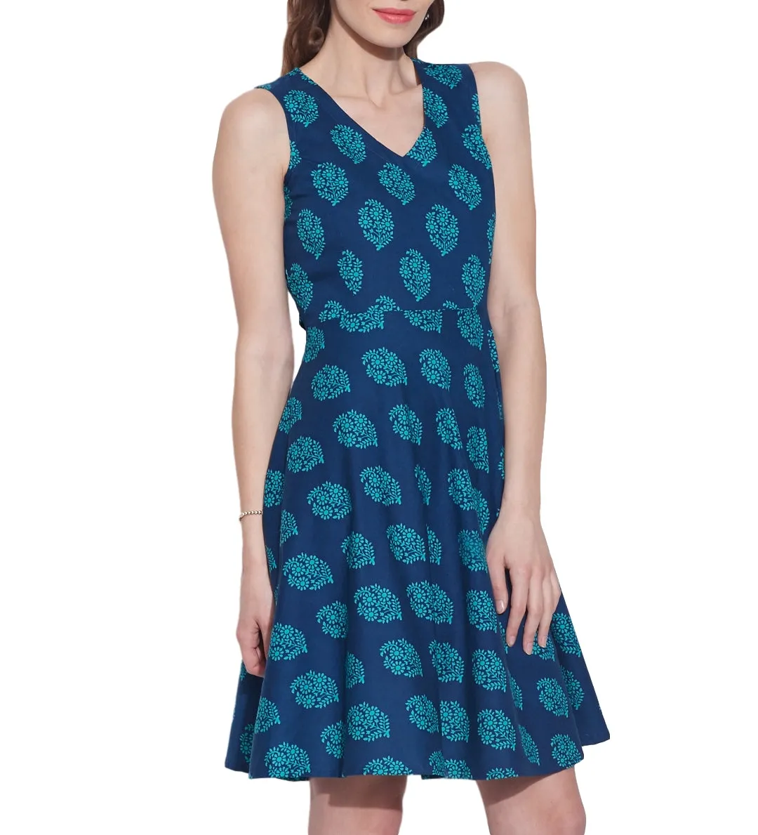 Women's Apparel Cotton Printed Dress,Machine Washable,W-CPD38-1629, Size-38 Inch