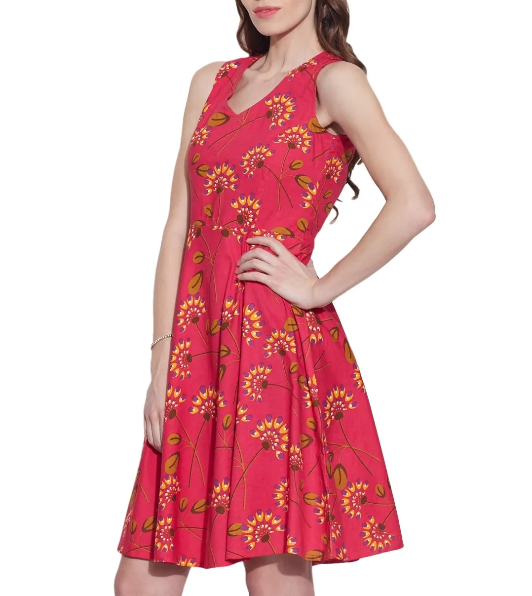 Women's Apparel Cotton Printed Dress,Machine Washable,W-CPD42-1605, Size-42 Inch