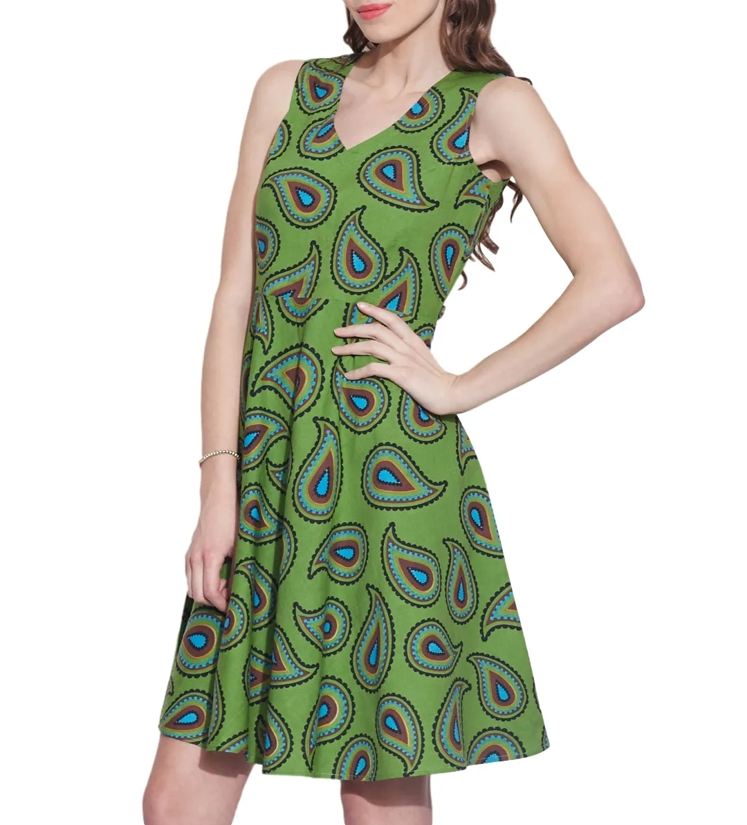 Women's Apparel Cotton Printed Dress,Machine Washable,W-CPD44-1623, Size-44 Inch